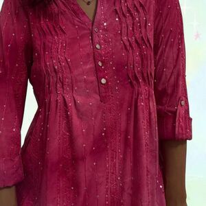 American-vintage Women's Red and Pink Blouse